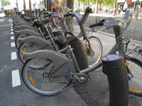 A bank of Velibs in Paris